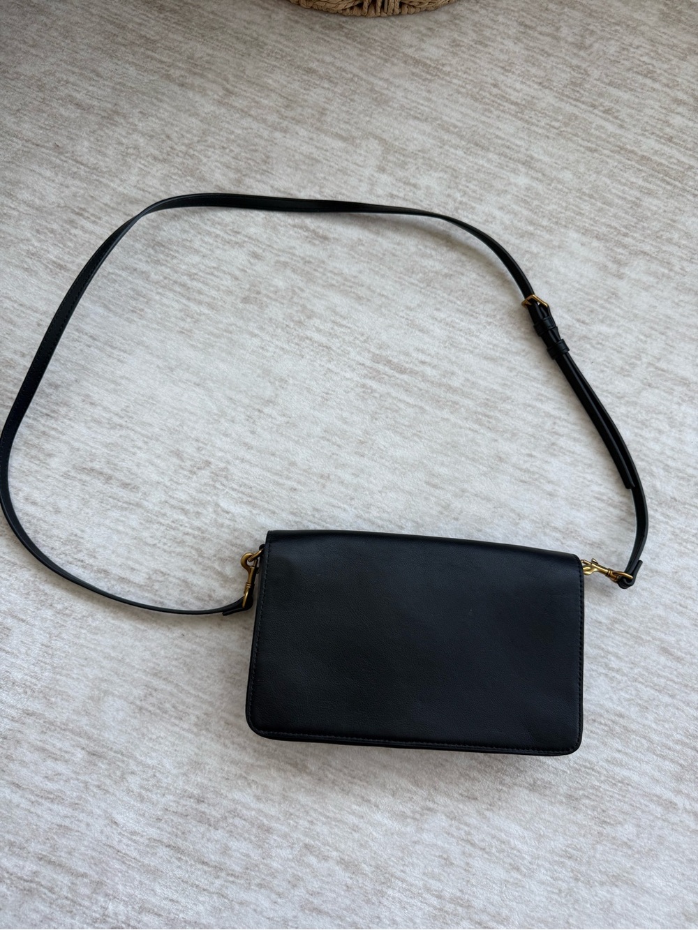 Auxiliary Black Crossbody Bag with Gold Hardware